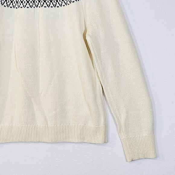 Chaps Christmas Sweater Womens XL Cream Red Fair Isle Long Sleeve Knit Pullover - Picture 7 of 12